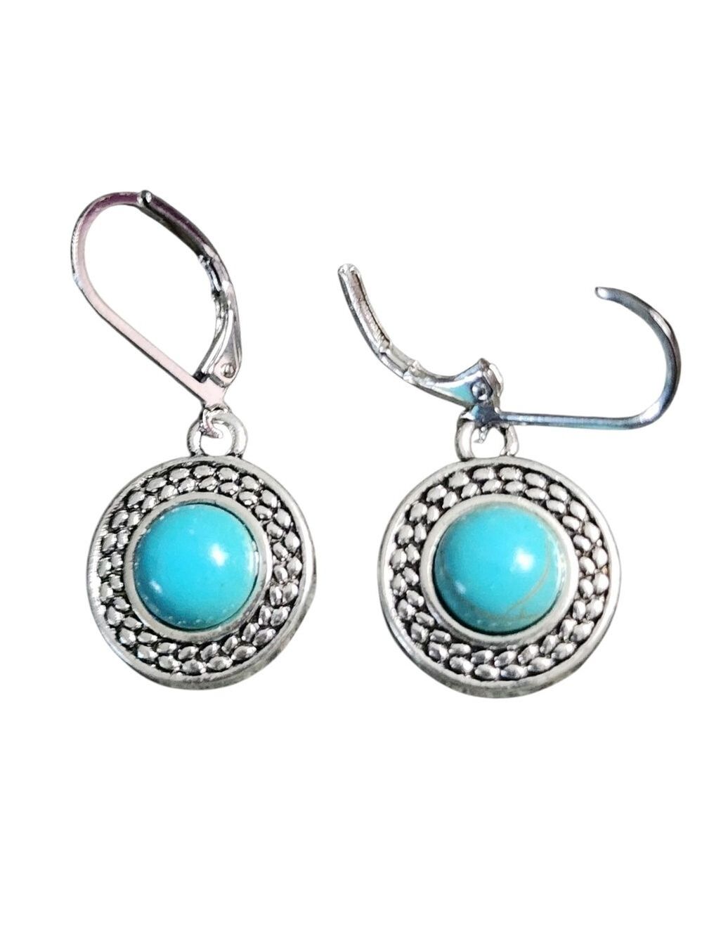 Turquoise Silvertone Earrings